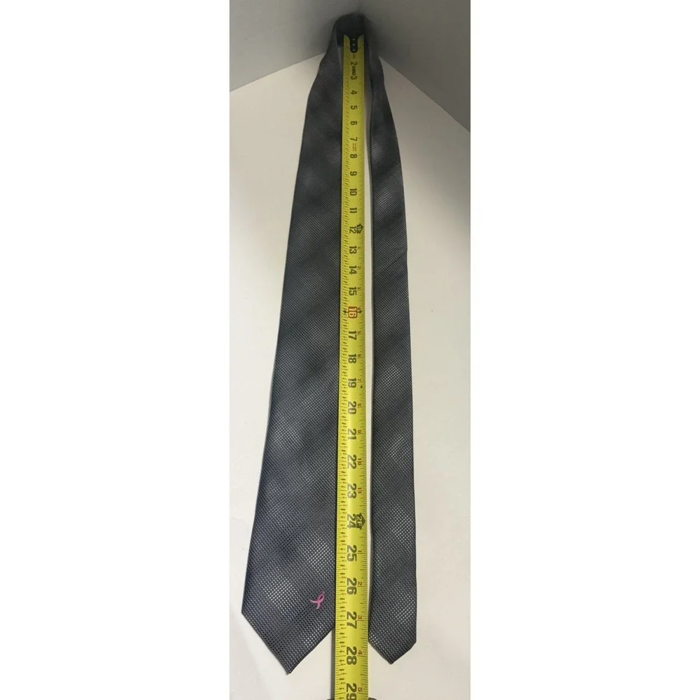 Susan G. Komen Breast Cancer Awareness Tie Charcoal Grey Pink Ribbon Logo Mens